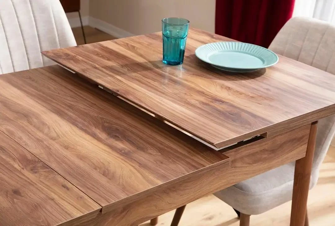 Tavolinë me karrige, zgjatshme, krem, 5 copë, Skye Decor, Lidyana