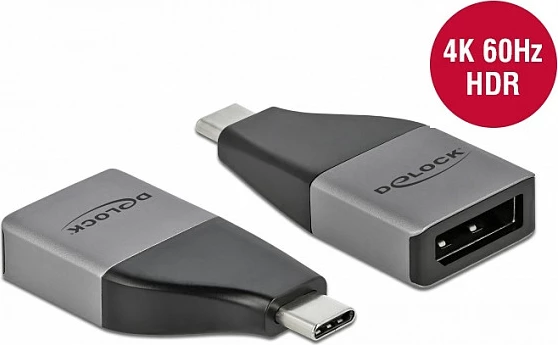 Adapter USB-C në DisplayPort DeLOCK, 4K@60Hz, DP 1.2, gri
