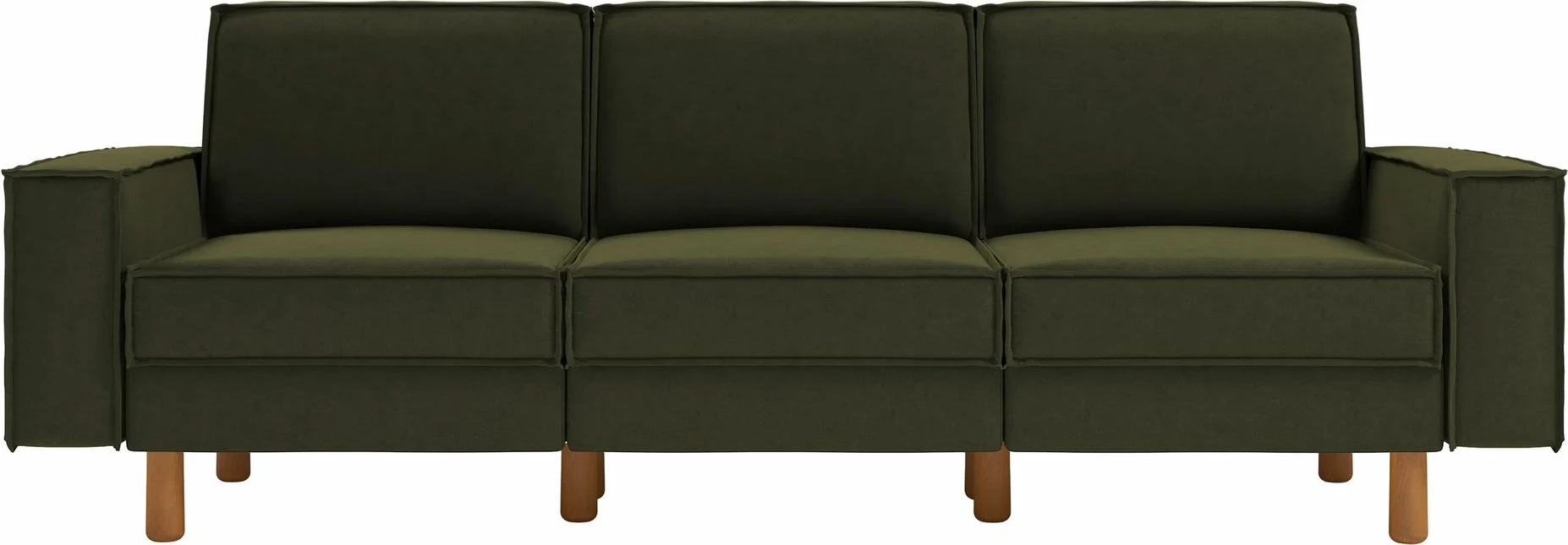 Divan treshe, ngjyrë jeshile vaji, këmbë druri arre, Atelier del Sofa, Sparrow Extra 3