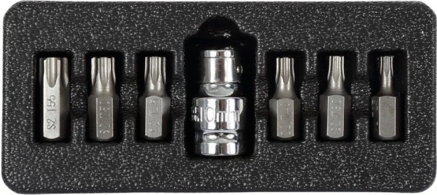Set bitash Torx Security Proline 10752 T20-M55, çelik S2, 7 copë