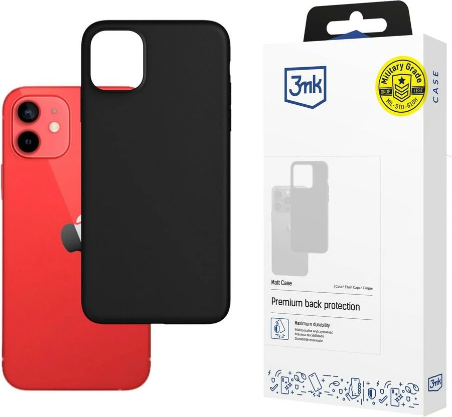 Mbështjellës 3mk Matt Case për iPhone 12 mini, TPU, i zi