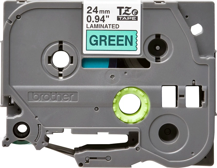 Kasetë shirit etikete Brother TZe-751, 24mm, 8m, e laminume, e zezë në të gjelbër