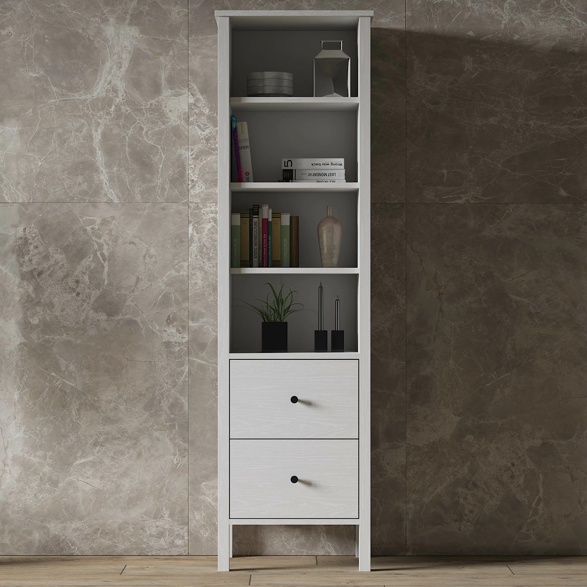 Raft librash Hanah Home, druri dhe i bardhë, FRN-10034
