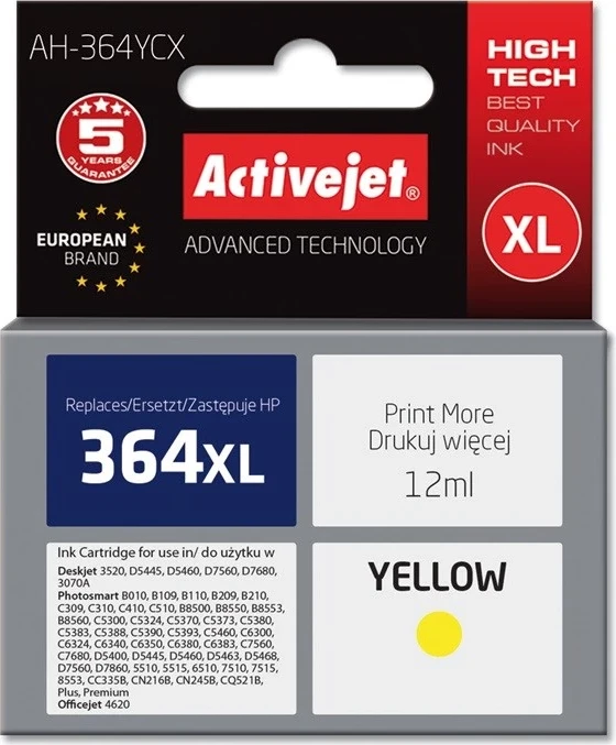 Ngjyrë zëvëndësuese AH-364YCX për printer HP, e verdhë