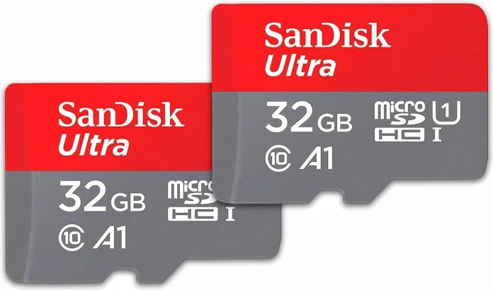 Kartelë memorie microSDHC SanDisk Ultra 32GB 120MB/s A1 Class 10 UHS-I, kuqe/gri, paketim i dyfishtë