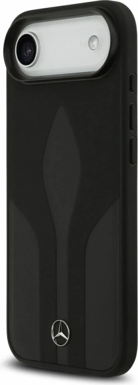 Kapak telefoni Mercedes Leather The Move MagSafe për iPhone 17 Air, i zi
