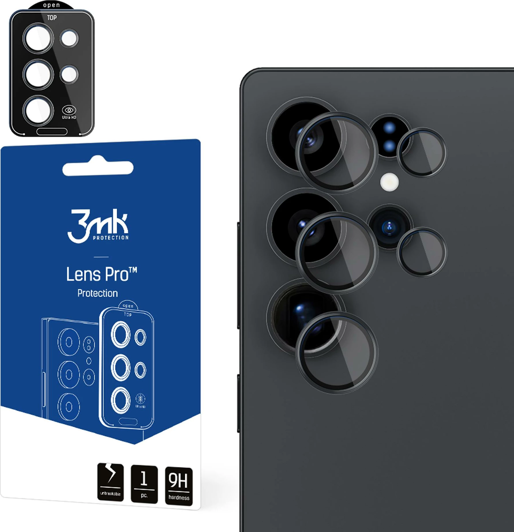 Mbrojtës xhami për kamera 3mk Protection Lens Pro, për Samsung Galaxy S25 Ultra, i zi