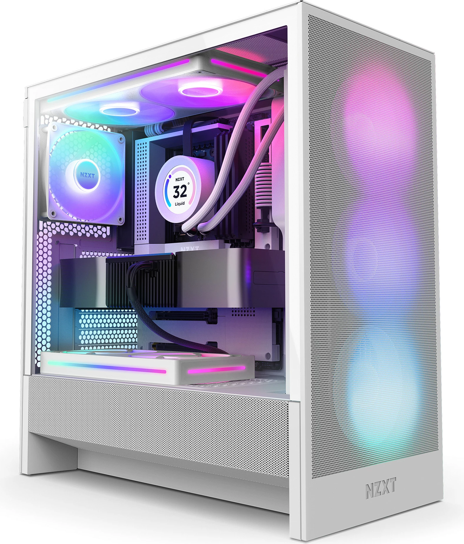 Kasë NZXT H5 Flow RGB, Midi Tower, ATX/EATX/micro ATX/Mini-ITX, xham i kalitur, RGB, e bardhë