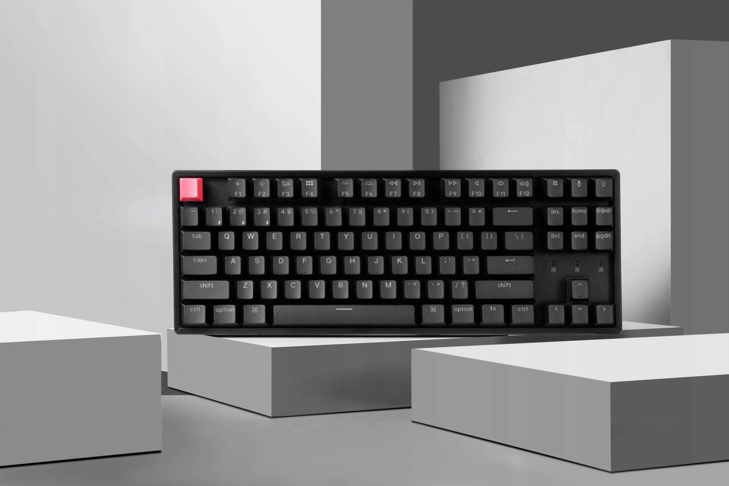 Tastierë mekanike Keychron K8 QMK (Version 2) TKL, Wireless Bluetooth 5.2/USB-C, RGB, Hot-swappable, Super Brown, PBT, kornizë alumini, US INTL, e zezë