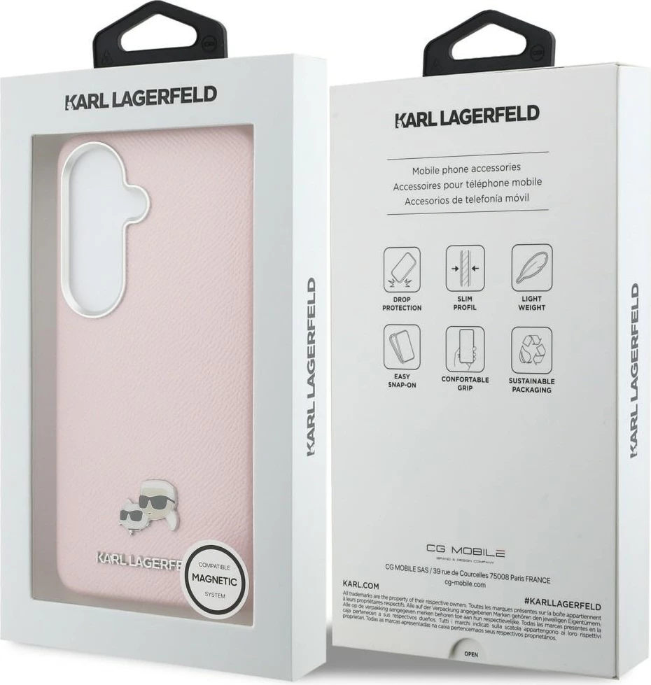 Mbështjellës Karl Lagerfeld Saffiano KC Metal Logo për Samsung Galaxy S26+ me MagSafe, rozë