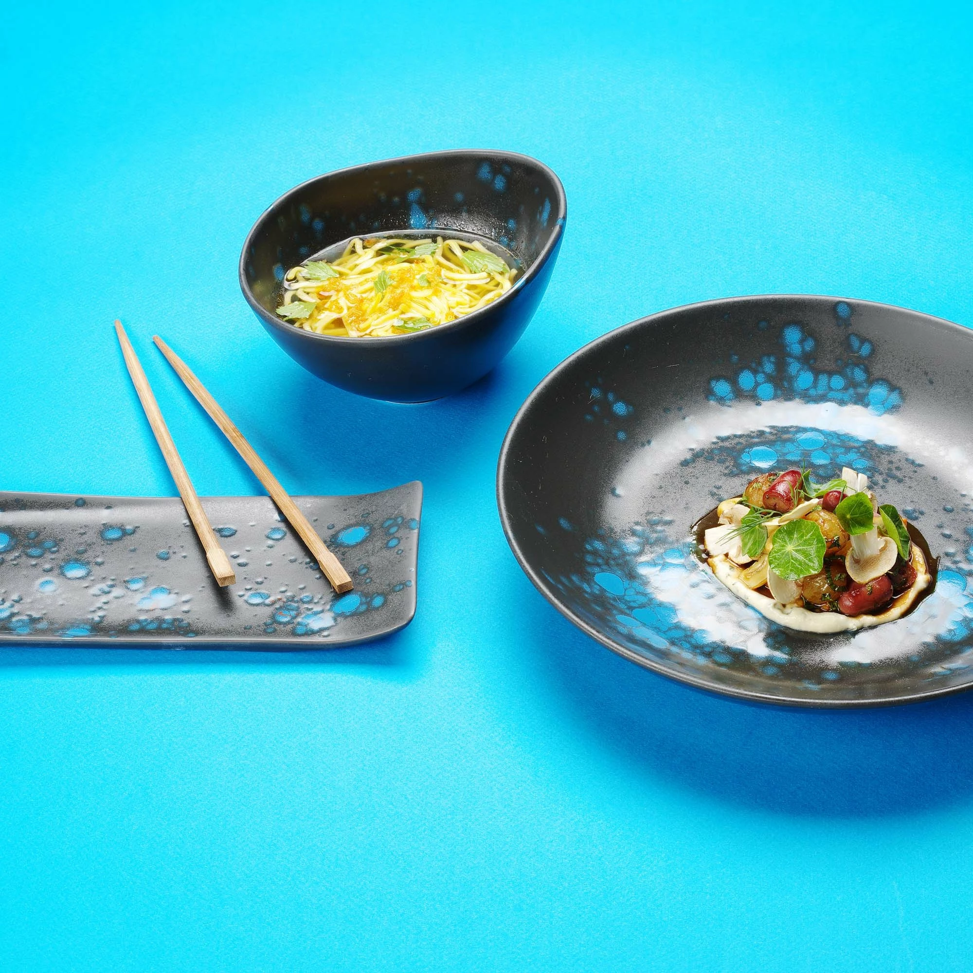 Pjatë për pasta Fine Dine Flora 270 mm 450 ml, blu, set 6 copë