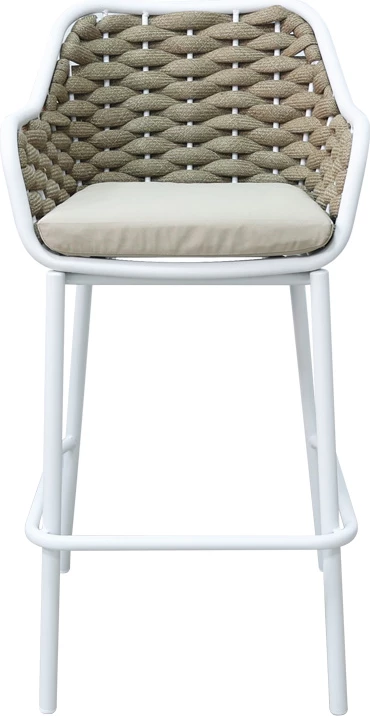 Karrige për bar Zuki alumini, e bardhë, e grumbullueshme, me jastëk, 55x54x109cm