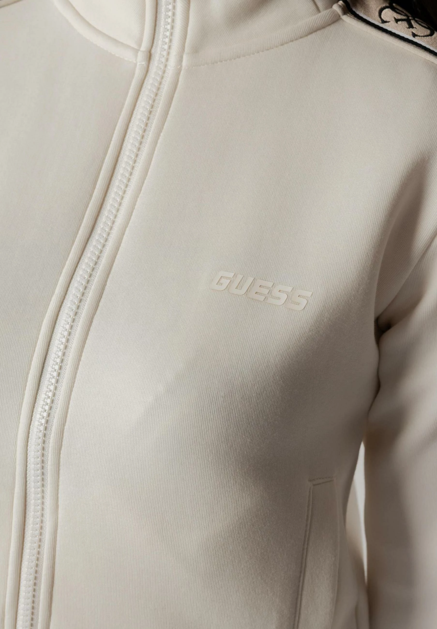 Duks me zinxhir për femra Guess Active Britney Full Zipper, latte [Madhësia: L]