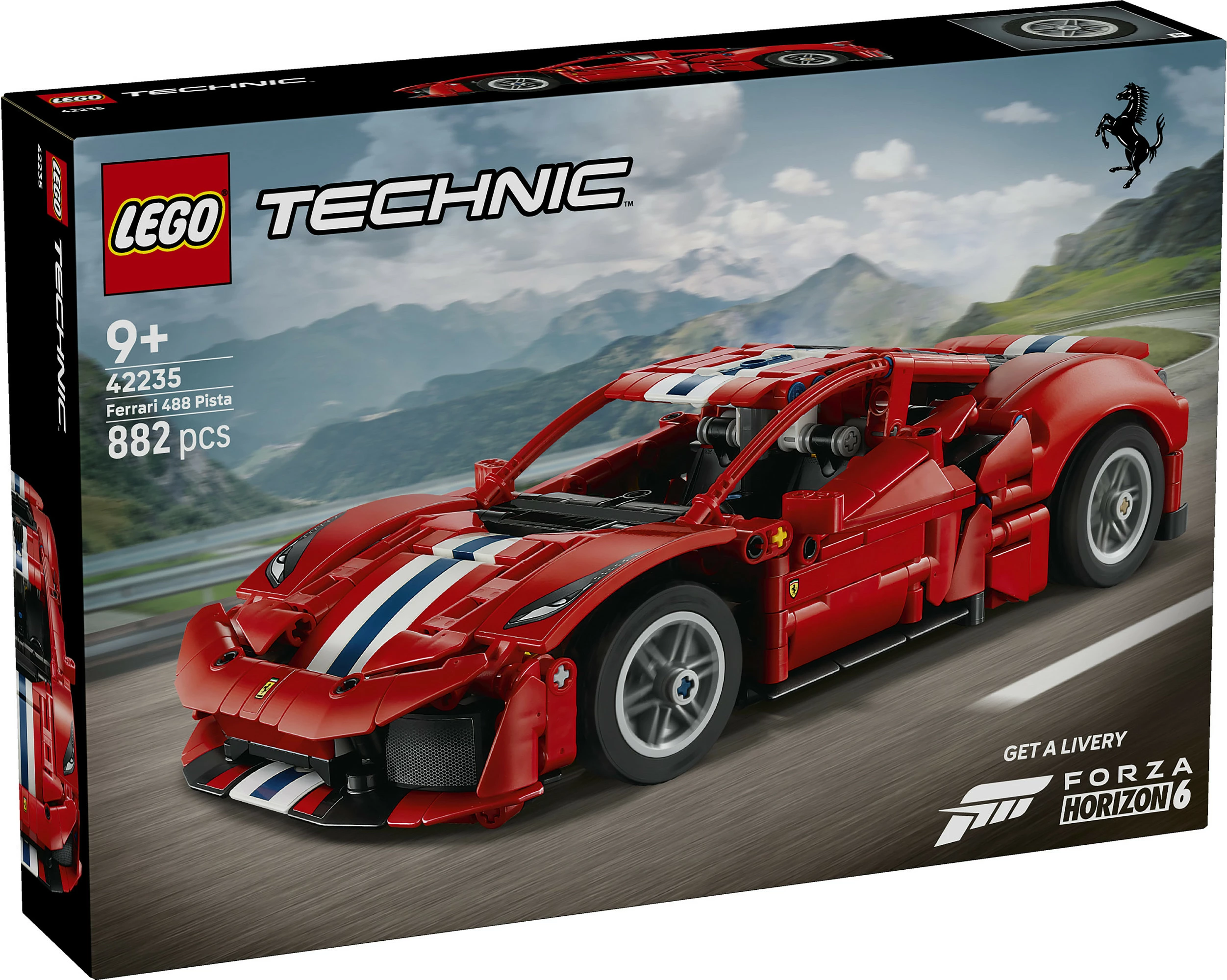 Set ndërtimi LEGO Technic Ferrari 488 Pista 42235, 882 copë, i kuq