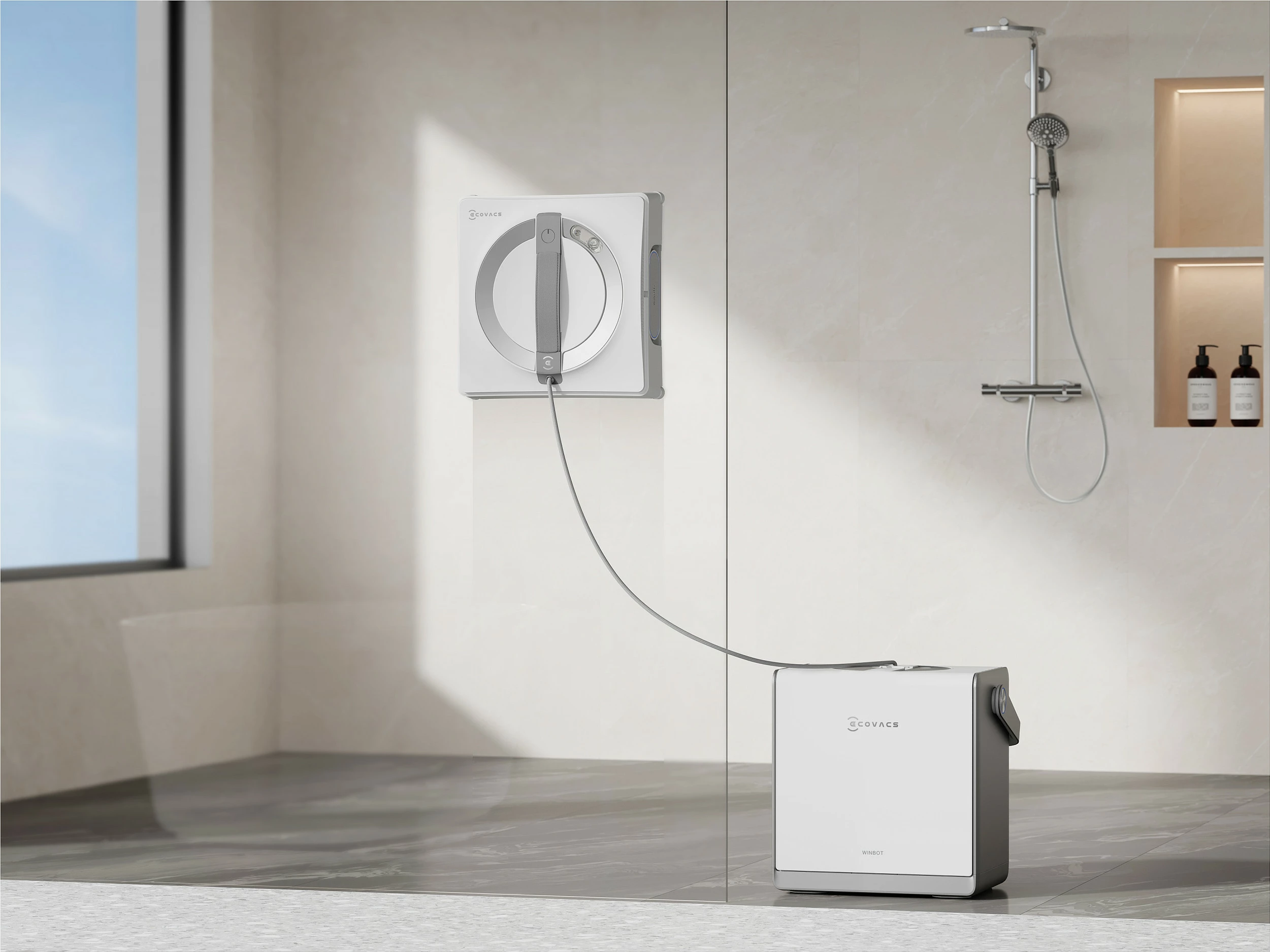 Robot pastrimi dritaresh ECOVACS WINBOT W2 PRO OMNI, thithje, bateri 4500 mAh, i bardhë