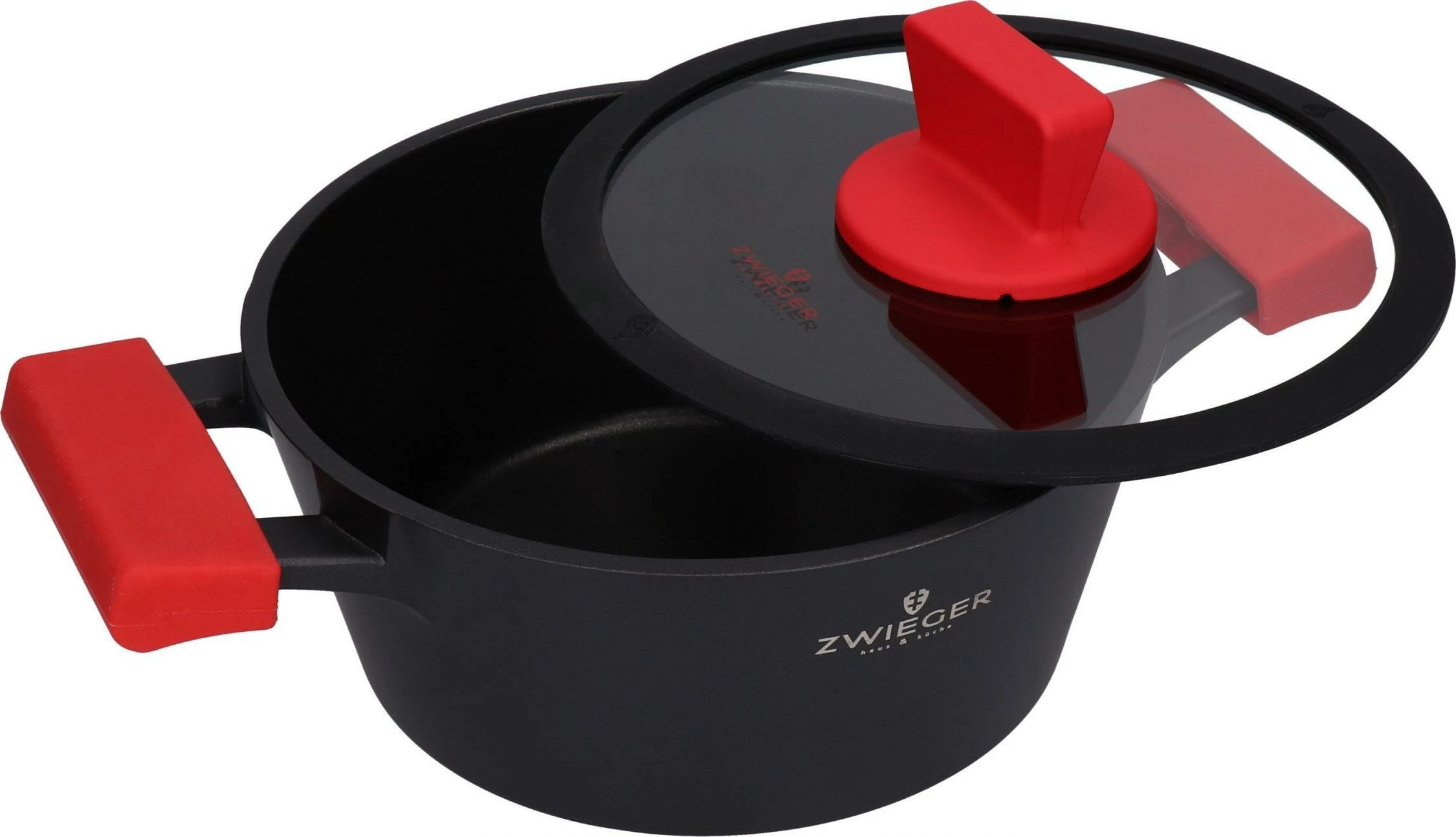 Tenxhere Zwieger Obsidian 20 cm 2 L, për induksion, e zezë, me kapak