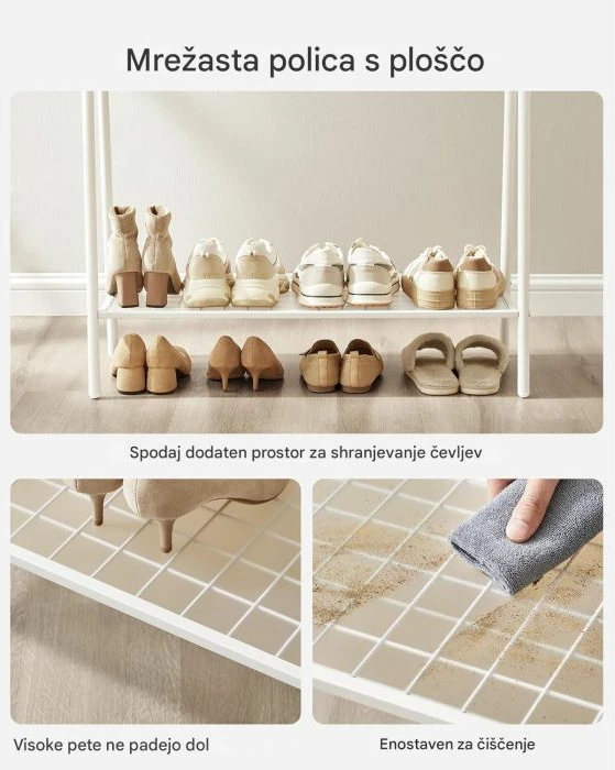 Varëse rrobash SONGMICS HSR023W01, me raft poshtë, 33.5 x 92.5 x 153 cm, e bardhë