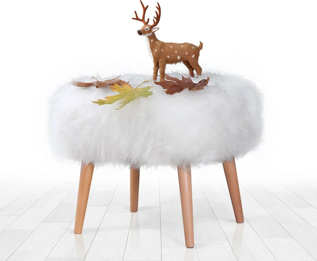 Puf skandinav, ngjyrë e bardhë, këmbë druri, Atelier del Sofa, Deer