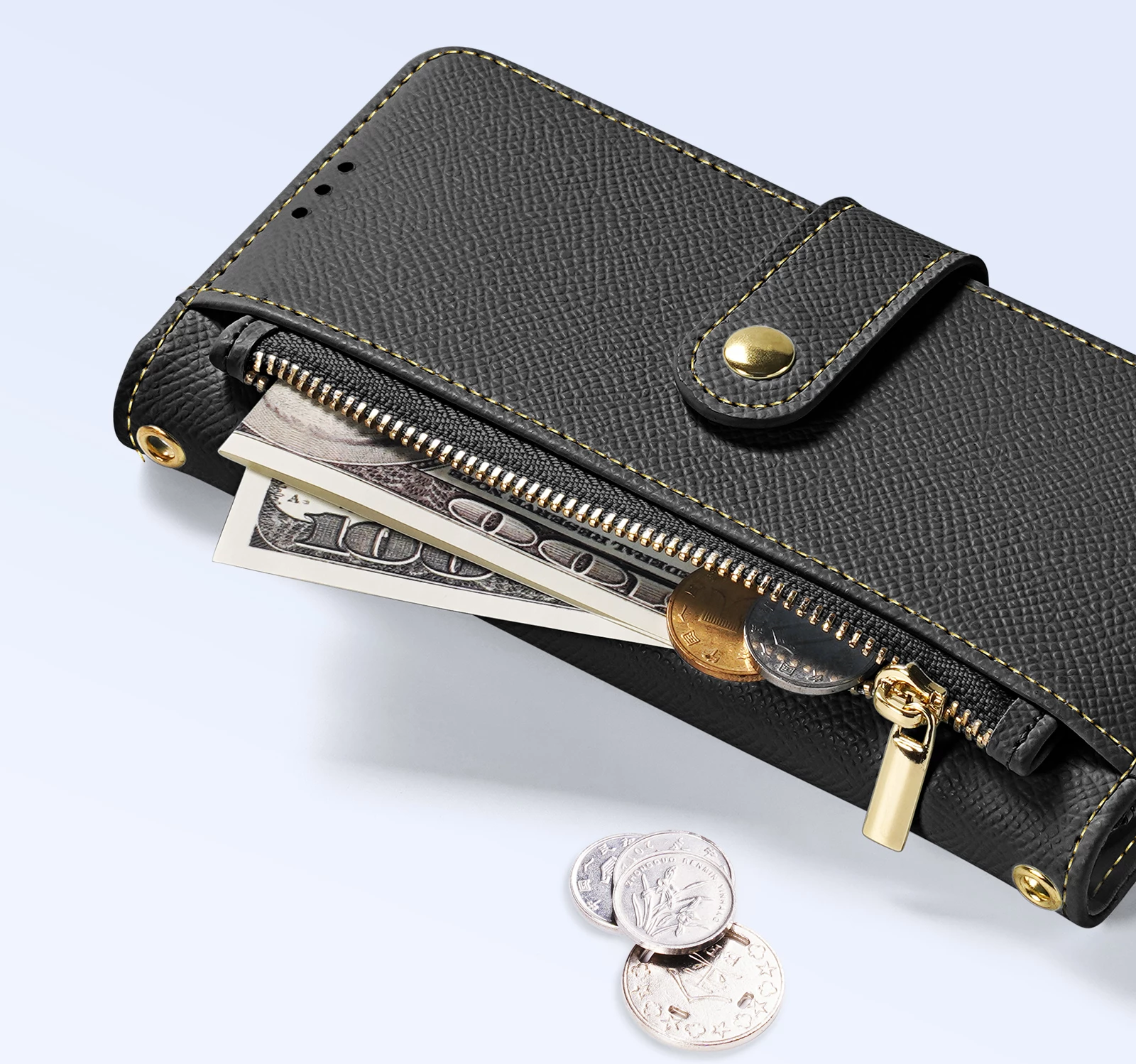 Mbështjellës Dux Ducis Lawa për Samsung Galaxy S25+, lëkurë, me portofol magnetik, i zi