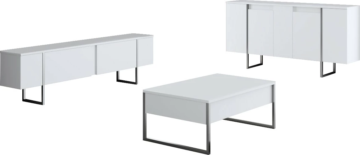 Set mobiljesh për dhomë dite, Luxe, e bardhë, argjend