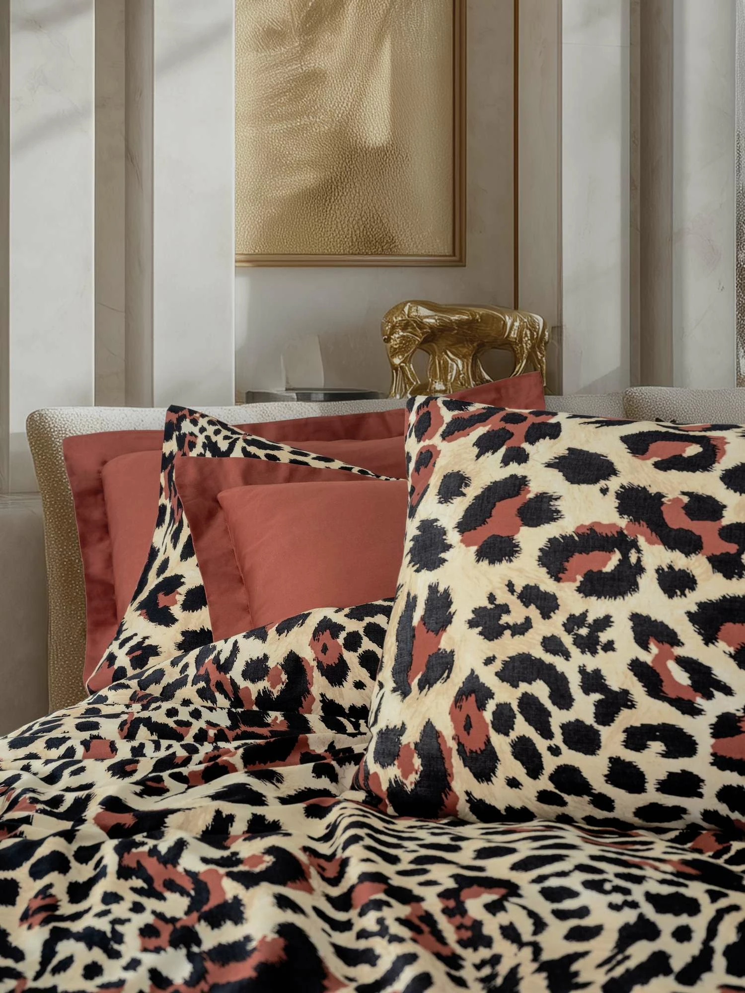 Set mbulesë për jorgan super king, satin, ngjyrë e kuqe kafe, L'Essentiel Linge de Maison, Leoluxe