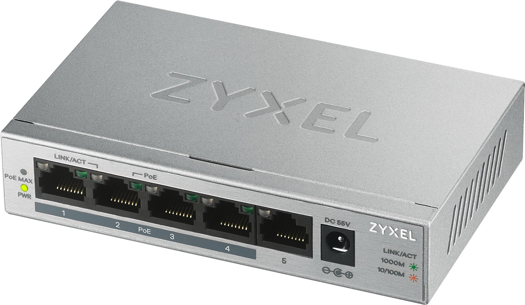Switch Zyxel GS1005HP, Unmanaged, Gigabit Ethernet, PoE, Argjendtë