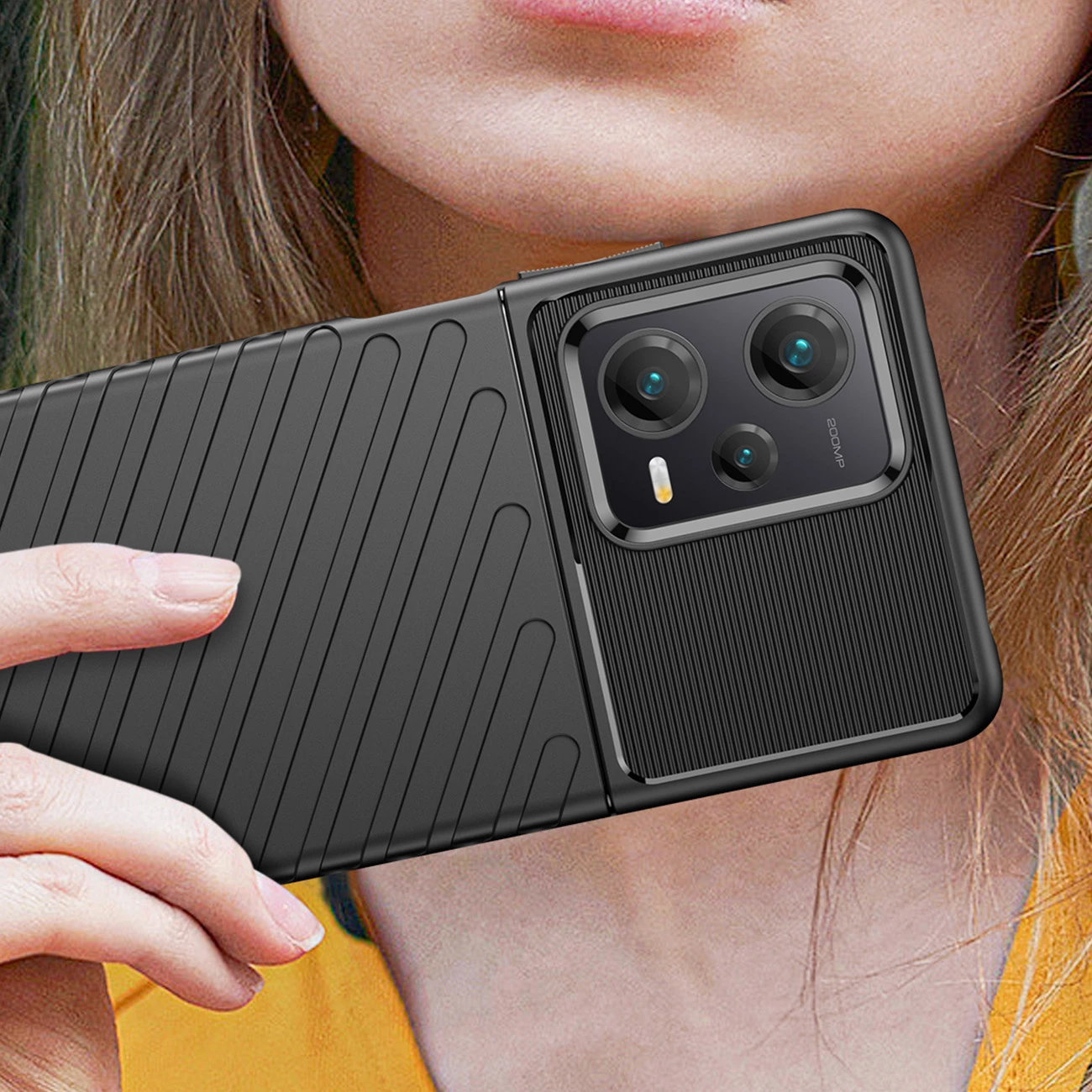 Mbështjellës Hurtel Thunder Case për Xiaomi Redmi Note 12 Pro+, TPU, i zi