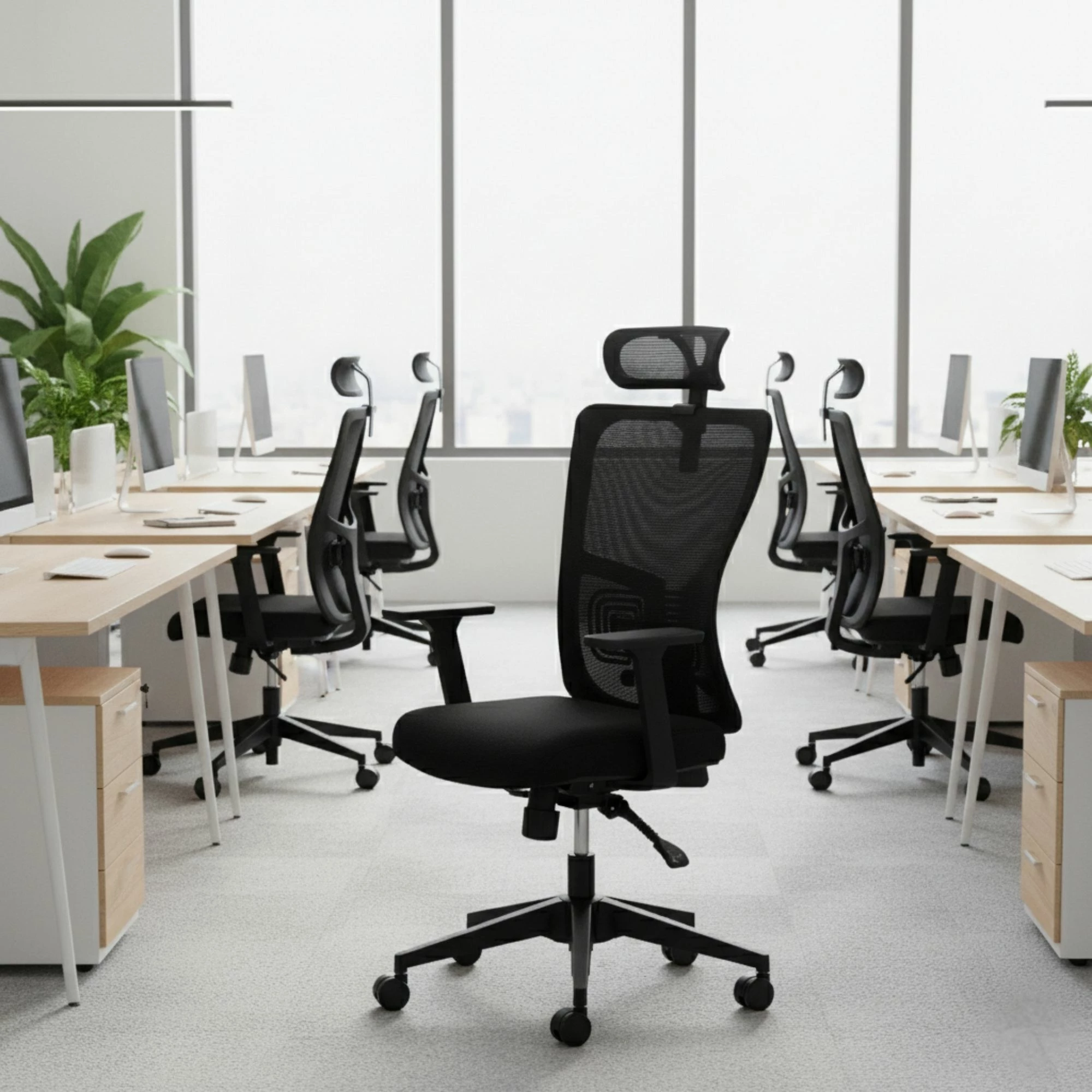 Karrige zyre ergonomike, ngjyrë e zezë, Skye Decor, 126 cm