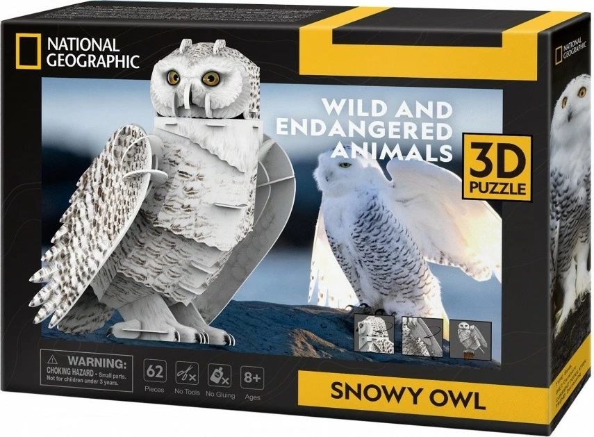 Puzzle 3D Cubic Fun National Geographic Snowy Owl, 62 pjesë