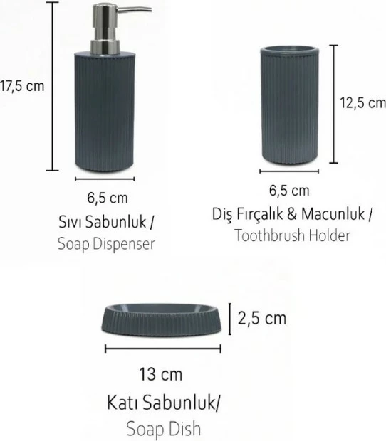Set banjoje 3 pjesësh, gri, Mijölnir, PZR-047