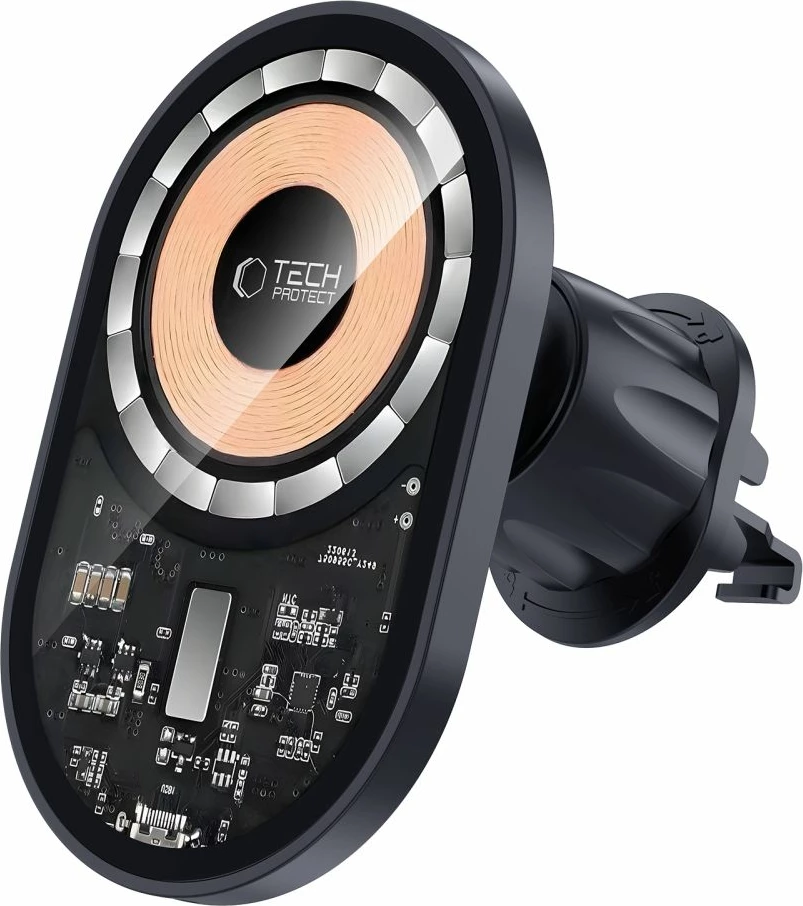 Mbajtës dhe karikues magnetik për veturë Tech-Protect MM15W-V6, MagSafe, 15W, i zi