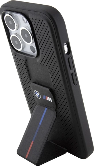 Mbështjellës BMW Grip Stand Smooth & Perforated për iPhone 15 Pro Max, i zi