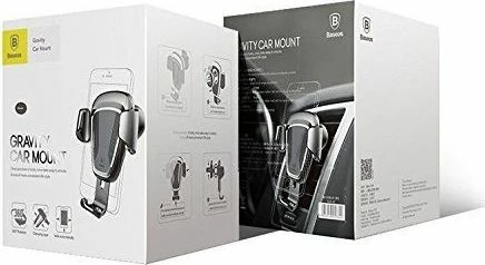 Mbajtës telefoni për veturë Baseus Gravity Car SUYL-01, për grilë ventilimi, 4.7-6.5\", max 88 mm, zi