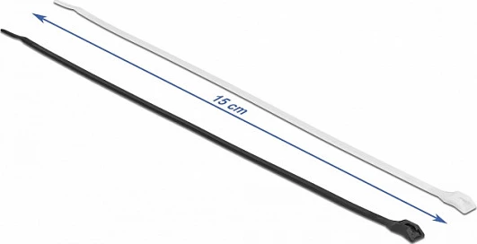 Lidhëse kabllosh DeLOCK 150 x 3.6 mm, 100 copë, poliamid, UL94 V2, zi/transparent