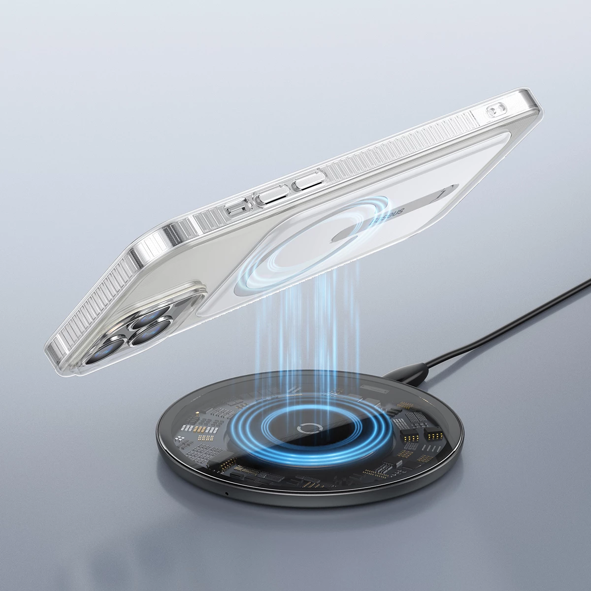 Mbështjellës magnetik Baseus për iPhone 13 Pro 6.1" (2021), me mbajtëse, Transparent