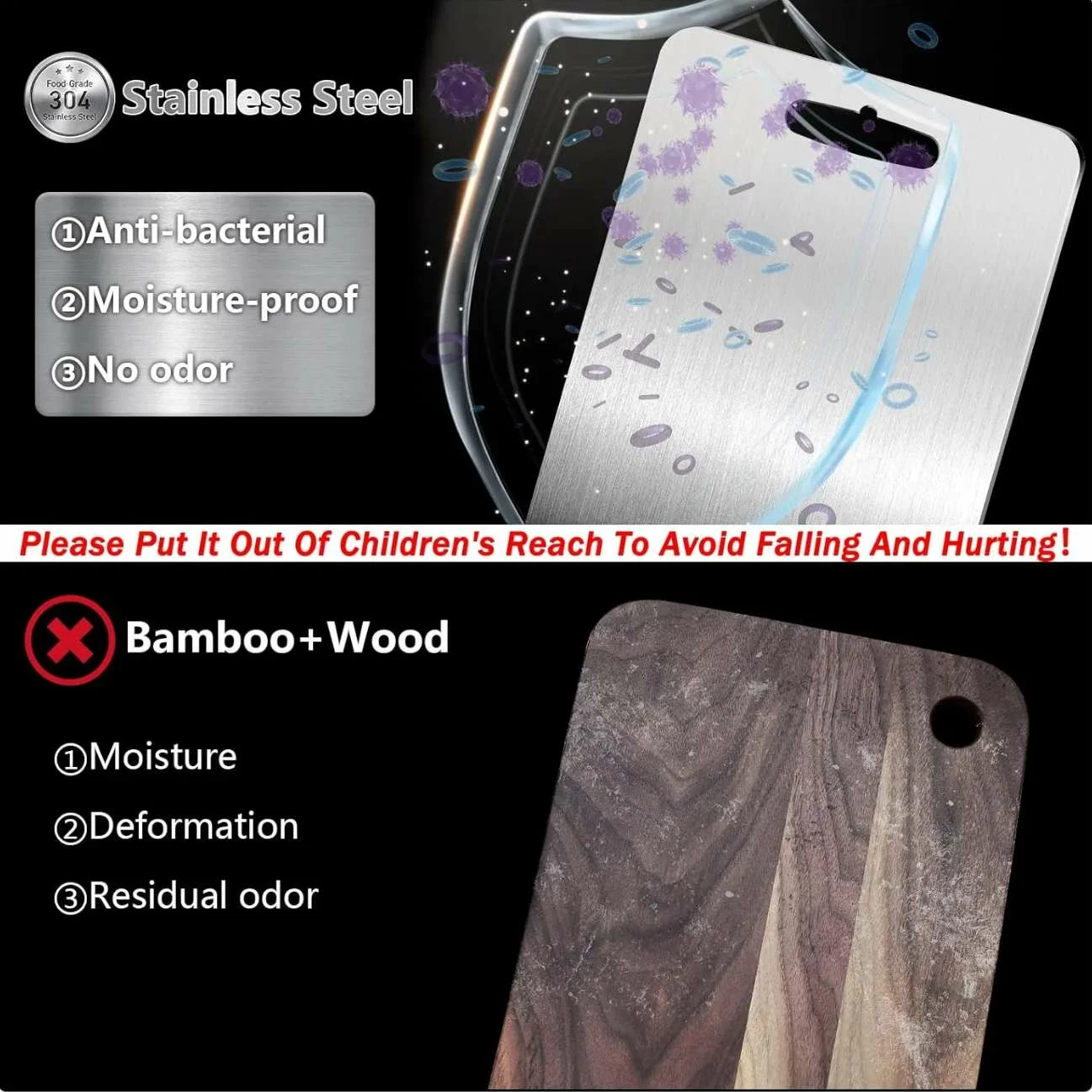 Dërrasë për prerje Hermia, çelik inox, argjendtë, PASCELB, 24x34cm