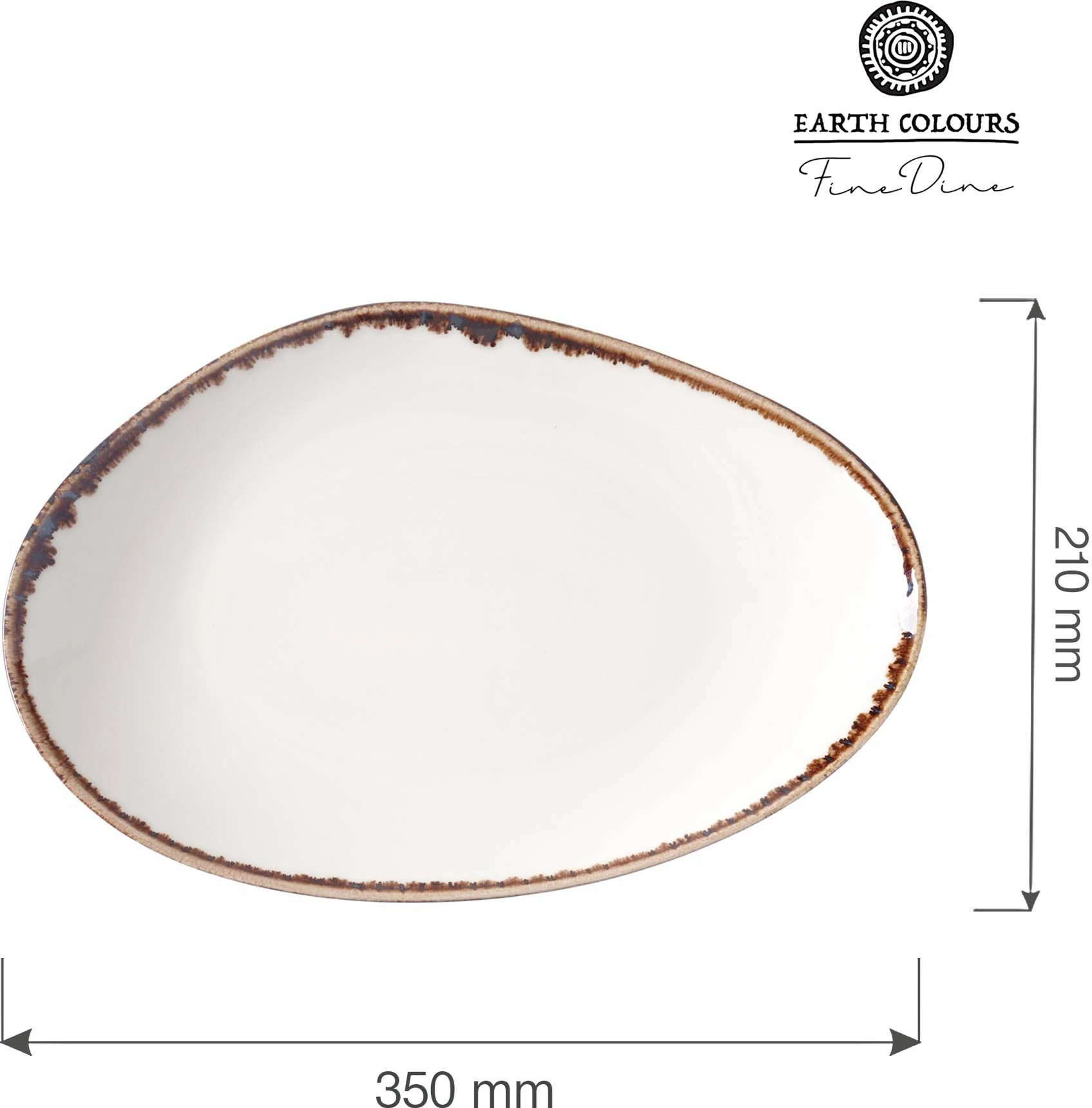 Pjatë porcelani Fine Dine Vanilla Organic Shape 350x210 mm, krem, set 6 copë