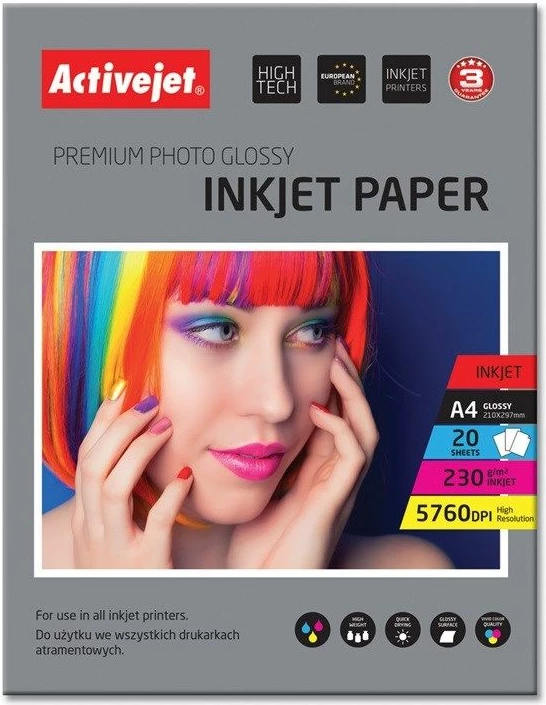 Letër fotografike Activejet AP4-230G20, A4, 20 fletë, e bardhë