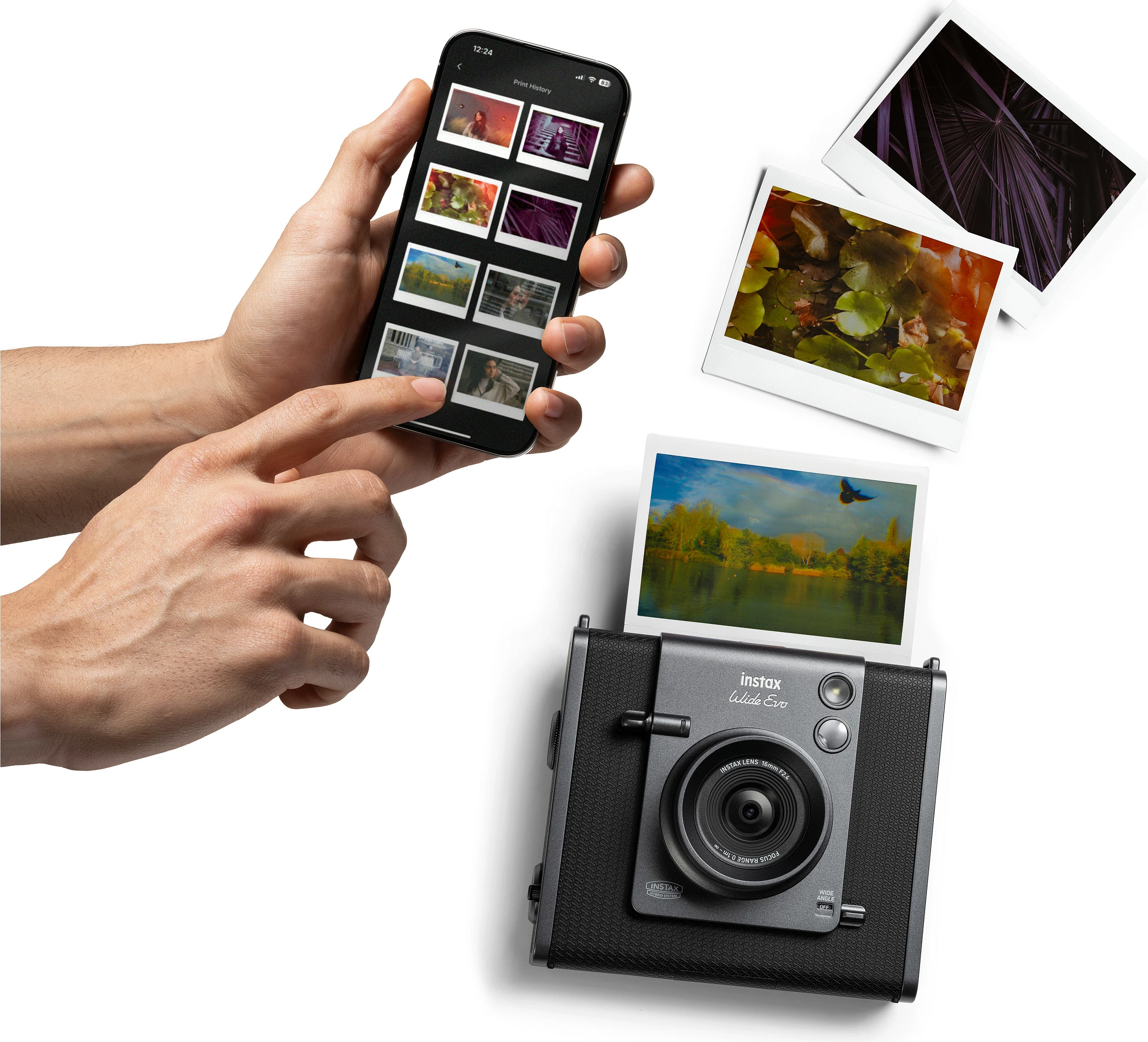 Kamerë instant hibride Fujifilm instax WIDE Evo, Bluetooth 5.1, bateri Li-Ion, e zezë