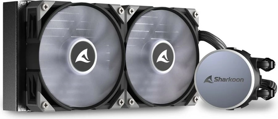 Ftohës uji all-in-one Sharkoon S70 RGB, 2x12cm, për procesor, i zi