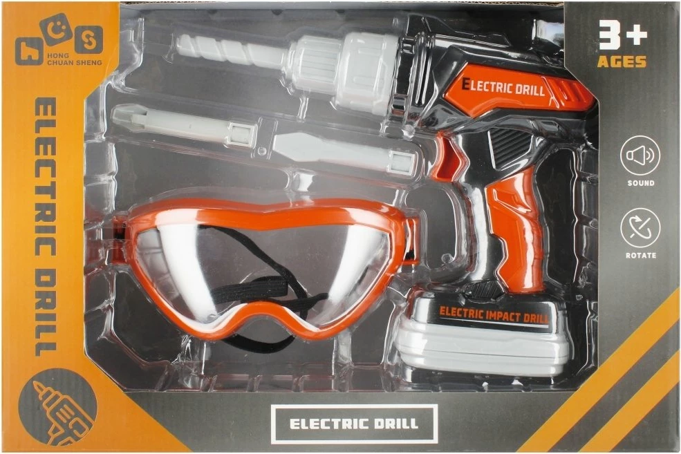 Lodër trapan elektrik Mega Creative 524836, rrotullim dy-drejtimësh, 2xAA, set me syze dhe 2 maja, portokalli/zezë