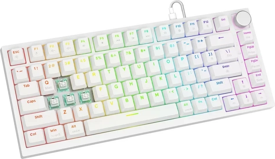 Tastierë mekanike Savio Astral, 75%, Outemu White Jade, RGB, USB-C, e bardhë