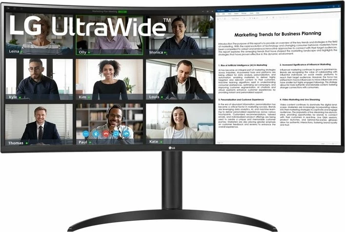Monitor LG UltraWide 34WR55QK-B 34\" UWQHD 100Hz i lakuar, i zi