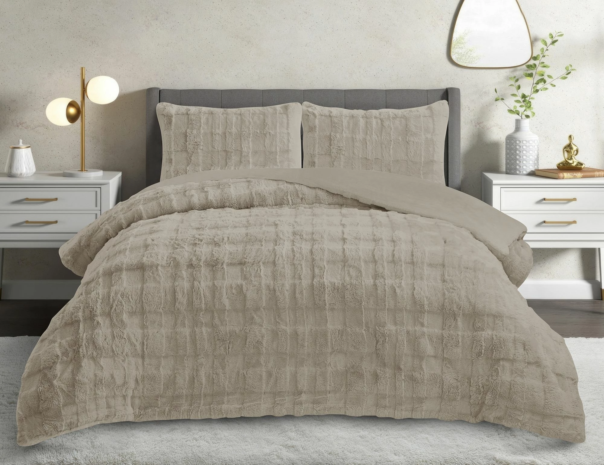 Set batanije dyshe me jastëkë L'essentiel, lepurush, bezhë e çelët