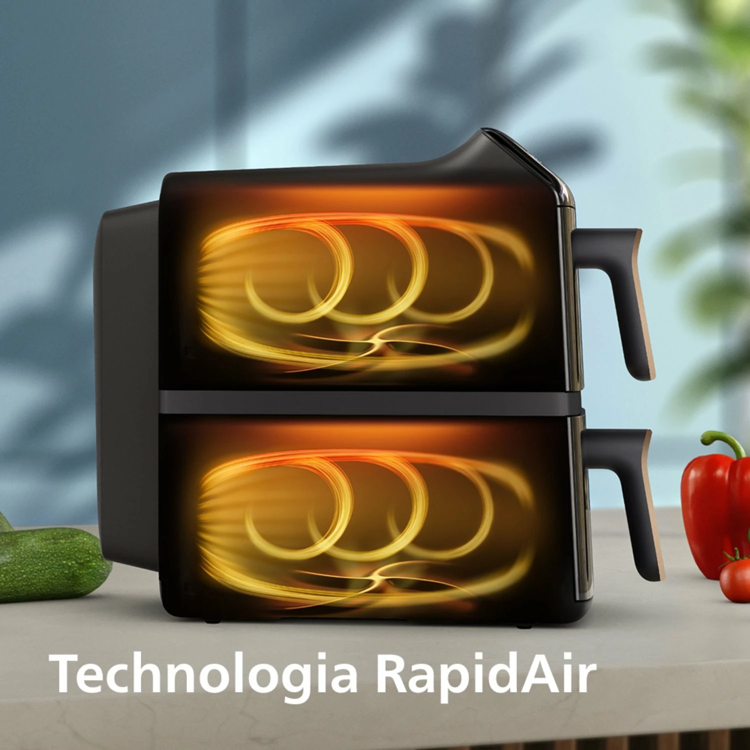 Fritezë pa vaj Philips 4000 Series NA462/70 10L 2750W me dy shporta, touch, e zezë