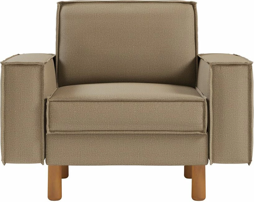 Karrige një vendëshe Atelier del Sofa, ngjyrë beach dhe walnut, Sparrow 1