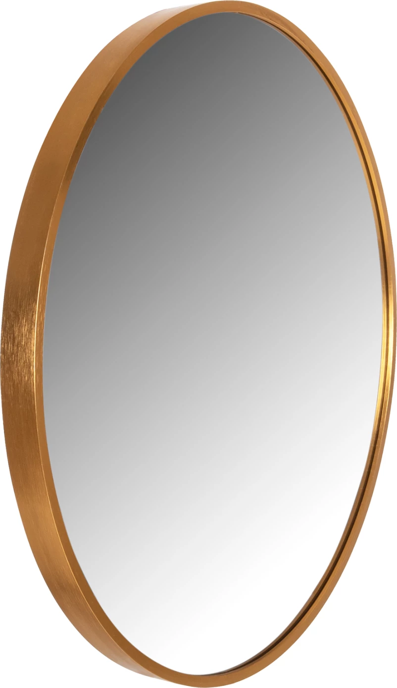 Pasqyrë muri e rrumbullakët FH9582.30, kornizë alumini në ngjyrë ari, Ø50x3 cm