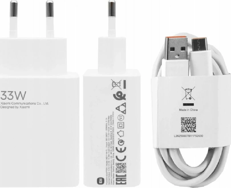 Karikues Xiaomi 33W Charging Combo BHR9956EU, USB-A 3A, me kabllo 3A, i bardhë