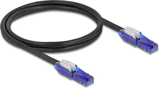 Kabllo rrjeti DeLOCK 80926, Cat6, 1m, RJ-45 me kënd 180°, e zezë/vjollcë