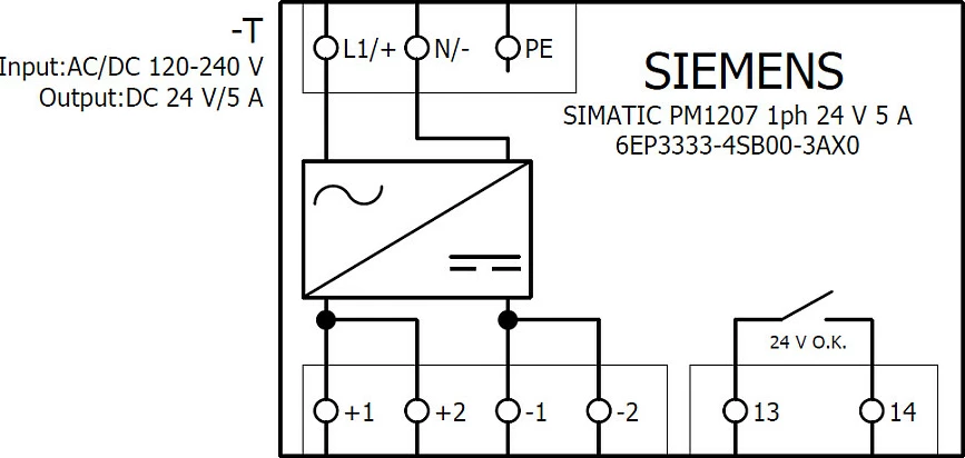 Furnizues rryme Siemens SIMATIC PM1207 6EP3333-4SB00-3AX0, 120 W, 24V, 1-fazë, gri